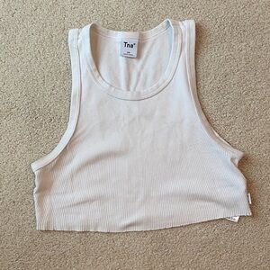 TNA Ivory Ribbed Crop Top